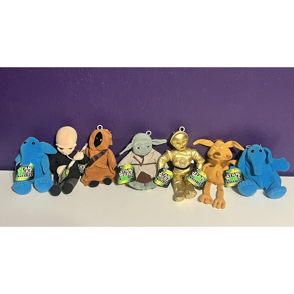 Vintage Star Wars Buddies Bean Bag Plush Lot Doll 9" 1997 JAWA Yoda C-3PO